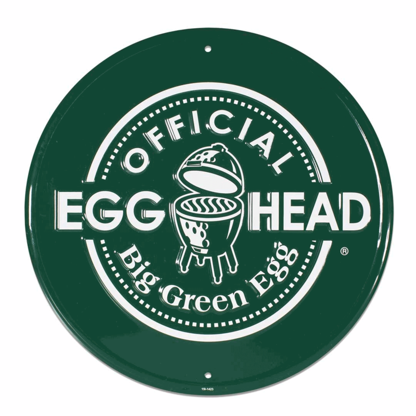 Round Stamped Aluminum Official EGGhead Sign, Green