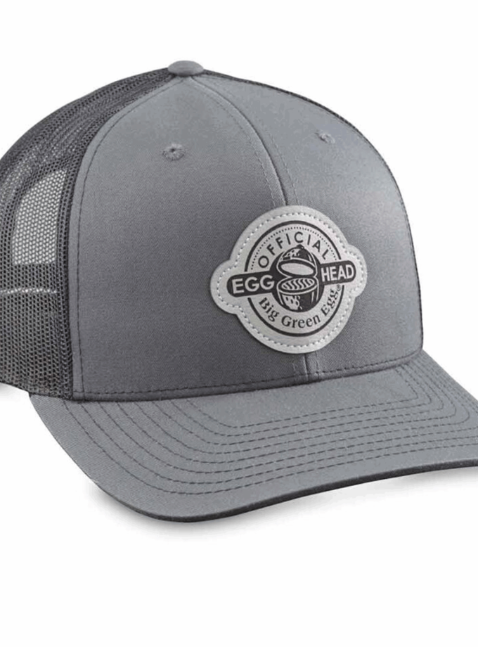 Grey Leather Patch Baseball Hat