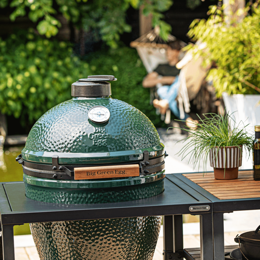 Large Big Green Egg in Modular Nest with Expansion and 3 Acacia Inserts Package - Image 2